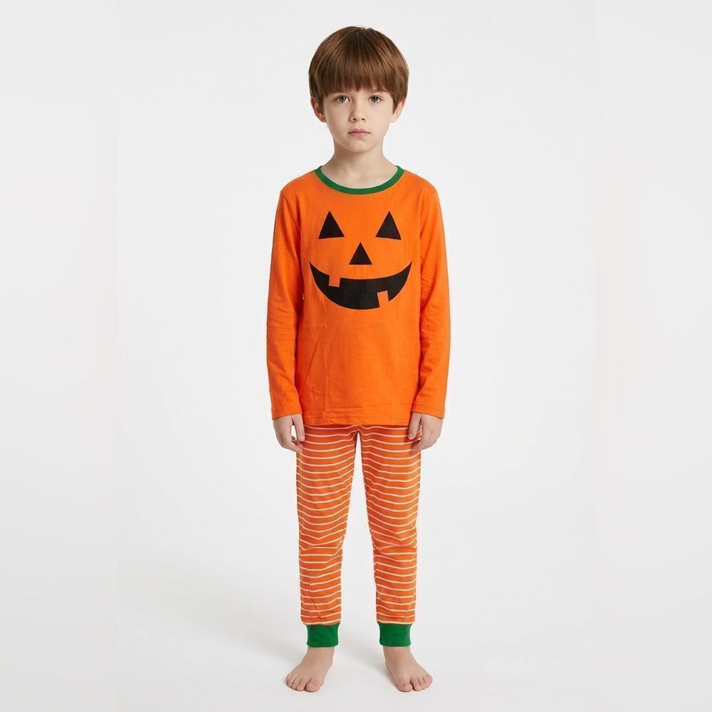 Pumpkin Halloween 2 piece cotton blend pajama set size 7/8 NWT